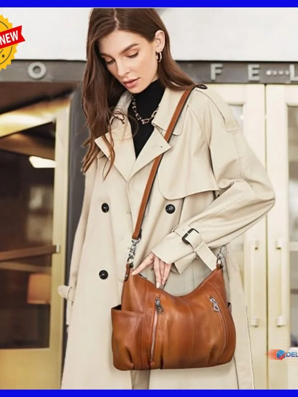 Genuine Leather Hobo Bag Crossbody Satchel Tote with Removable Straps